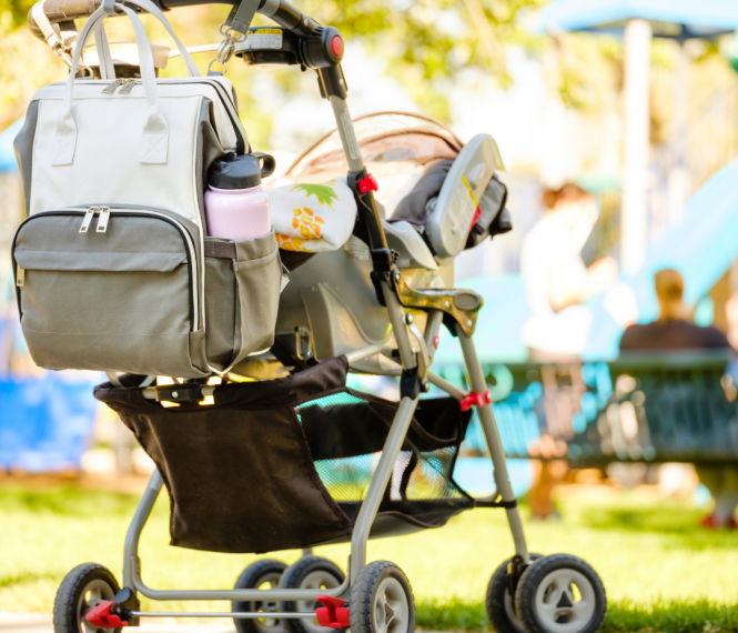 stroller and diaper bag